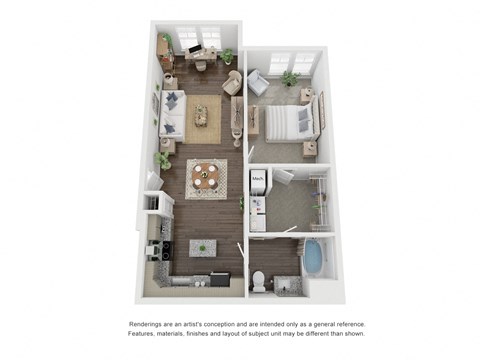 A1D 1 BD 1 Bath 812 sqft